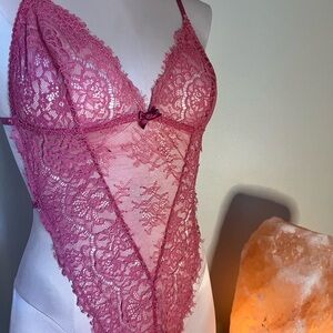 Elegant Pink Lace Bodysuit